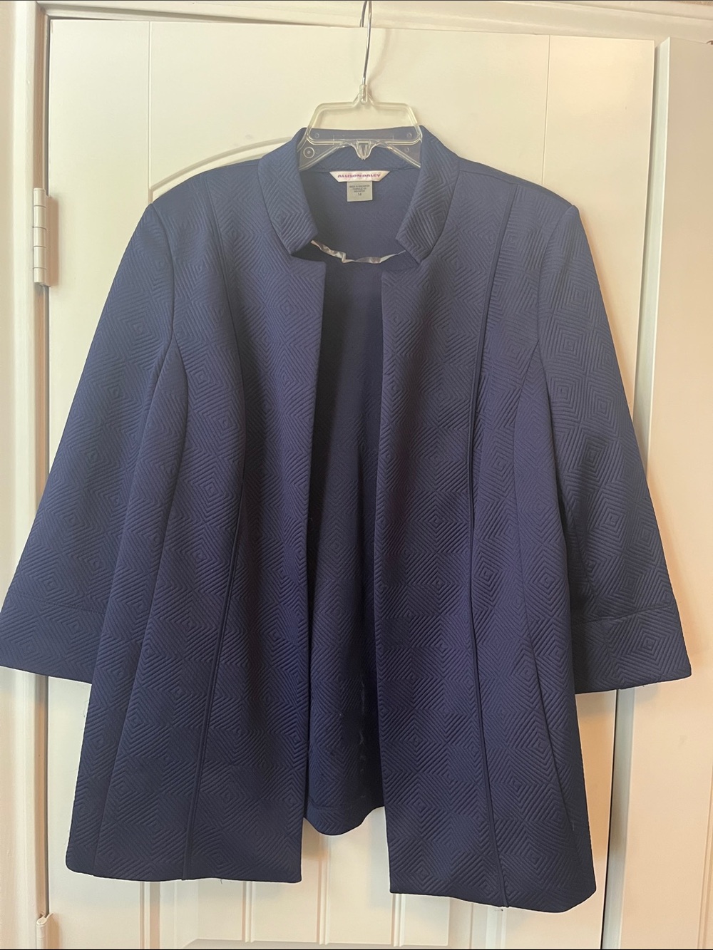 Allison Daley Navy Textured Open-Front Blazer